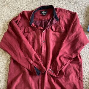 Mens Red RedHead Thick Long Sleeve Button Down Shirt